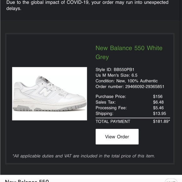 new balance 550s white grey size 6.5M/8 W - Picture 6 of 6